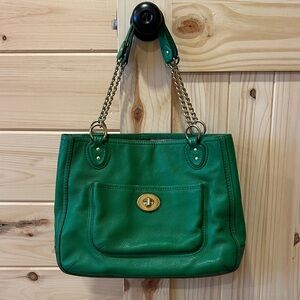 Coach vintage Green Leather Tote Bag purse
